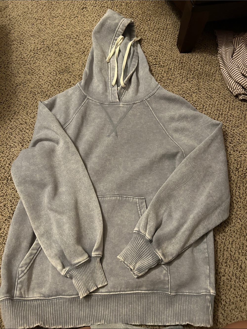 Zenana Outfitters Washed Gray Pullover Hoodie with Drawstring